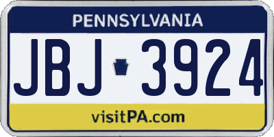PA license plate JBJ3924