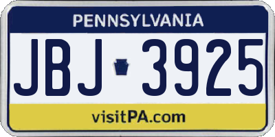 PA license plate JBJ3925
