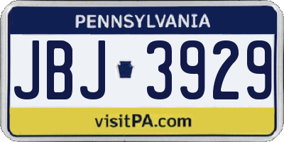PA license plate JBJ3929