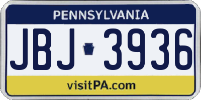 PA license plate JBJ3936