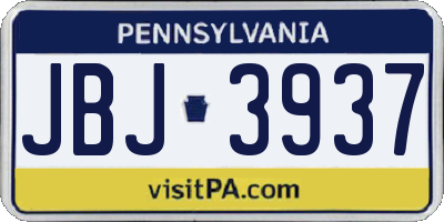 PA license plate JBJ3937