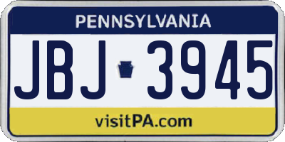 PA license plate JBJ3945