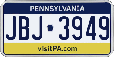 PA license plate JBJ3949
