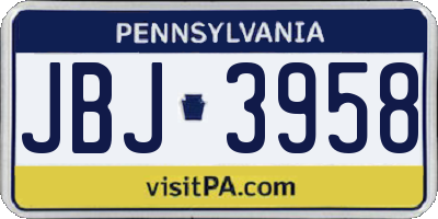 PA license plate JBJ3958