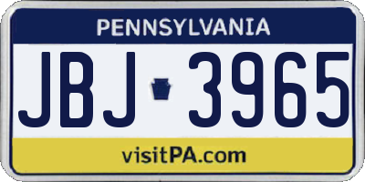 PA license plate JBJ3965