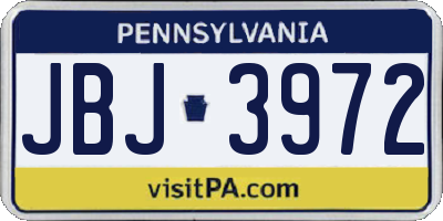 PA license plate JBJ3972