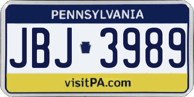 PA license plate JBJ3989