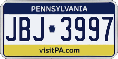 PA license plate JBJ3997