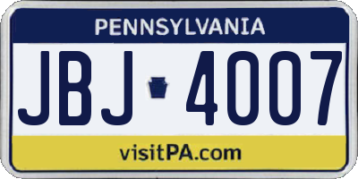 PA license plate JBJ4007