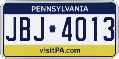 PA license plate JBJ4013