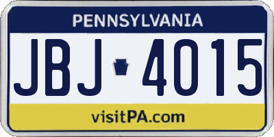 PA license plate JBJ4015