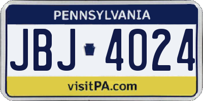 PA license plate JBJ4024