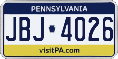 PA license plate JBJ4026