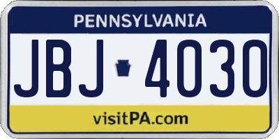 PA license plate JBJ4030