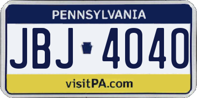 PA license plate JBJ4040