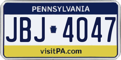 PA license plate JBJ4047