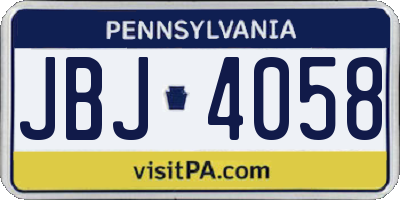 PA license plate JBJ4058