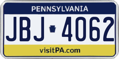 PA license plate JBJ4062