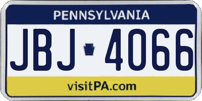 PA license plate JBJ4066