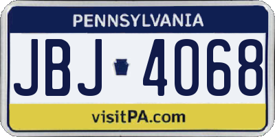 PA license plate JBJ4068