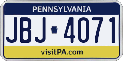 PA license plate JBJ4071