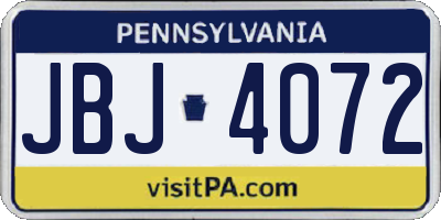 PA license plate JBJ4072