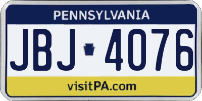 PA license plate JBJ4076