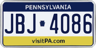 PA license plate JBJ4086