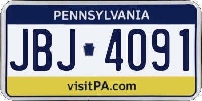 PA license plate JBJ4091
