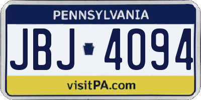 PA license plate JBJ4094