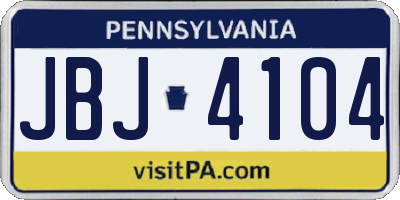 PA license plate JBJ4104