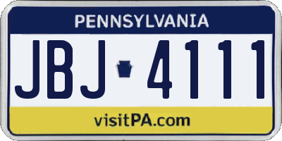 PA license plate JBJ4111