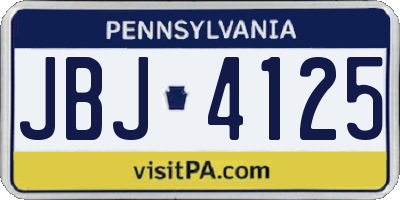 PA license plate JBJ4125