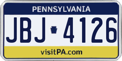 PA license plate JBJ4126