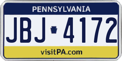 PA license plate JBJ4172