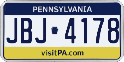 PA license plate JBJ4178