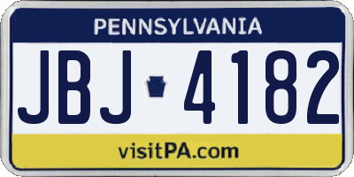 PA license plate JBJ4182