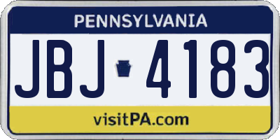 PA license plate JBJ4183