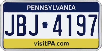 PA license plate JBJ4197