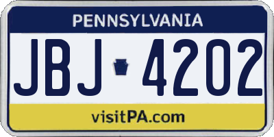 PA license plate JBJ4202
