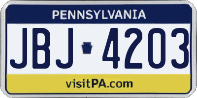 PA license plate JBJ4203