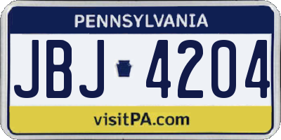 PA license plate JBJ4204