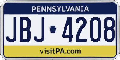 PA license plate JBJ4208