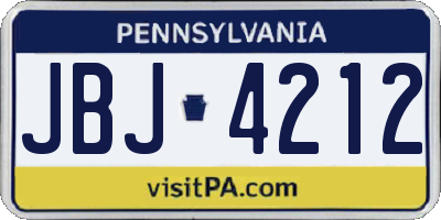 PA license plate JBJ4212