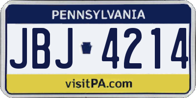 PA license plate JBJ4214