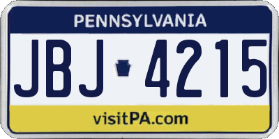 PA license plate JBJ4215
