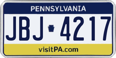 PA license plate JBJ4217
