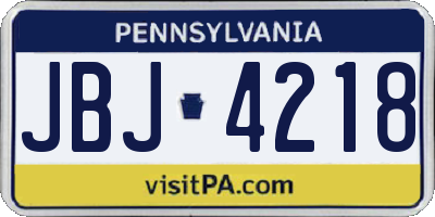 PA license plate JBJ4218