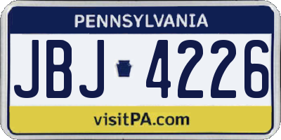 PA license plate JBJ4226