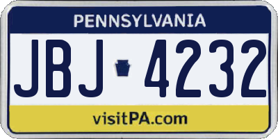 PA license plate JBJ4232
